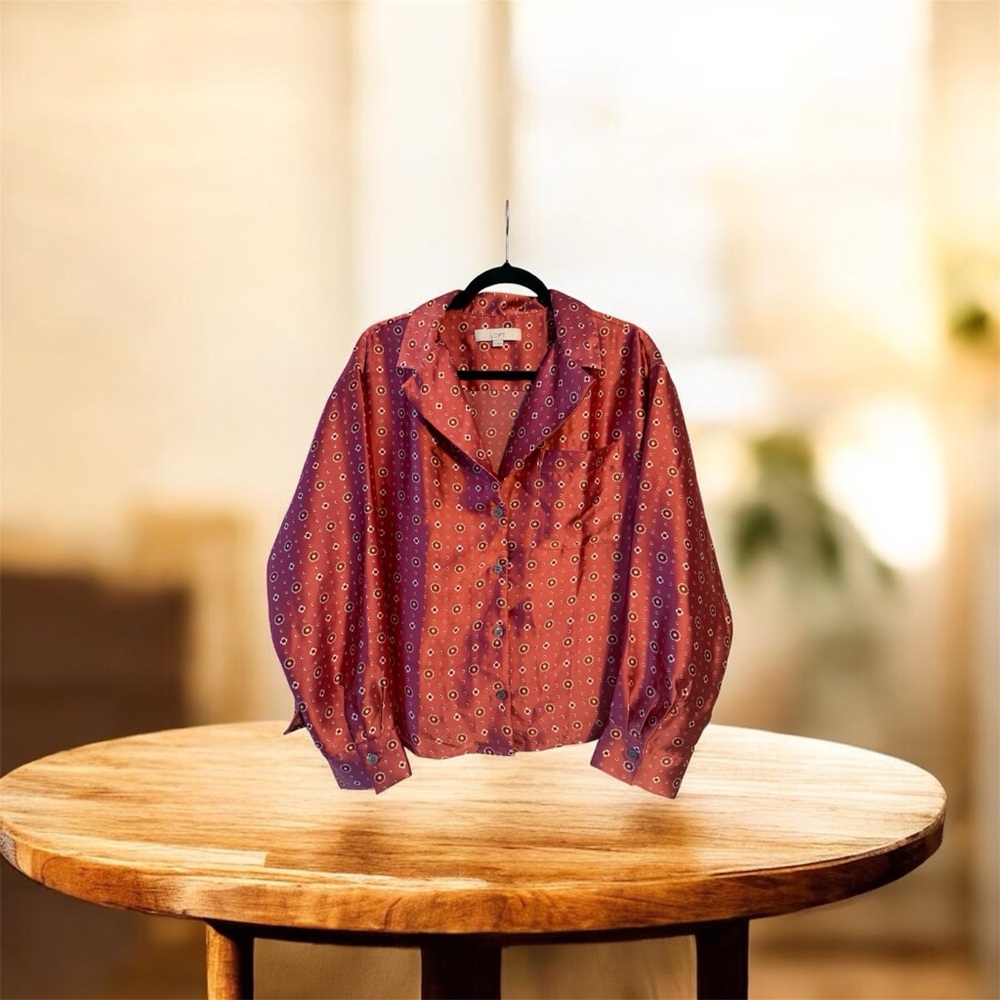 LOFT Dark Pink Floral Patterned Blouse